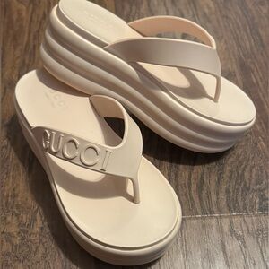 Cream or Tan chunky platform sandals